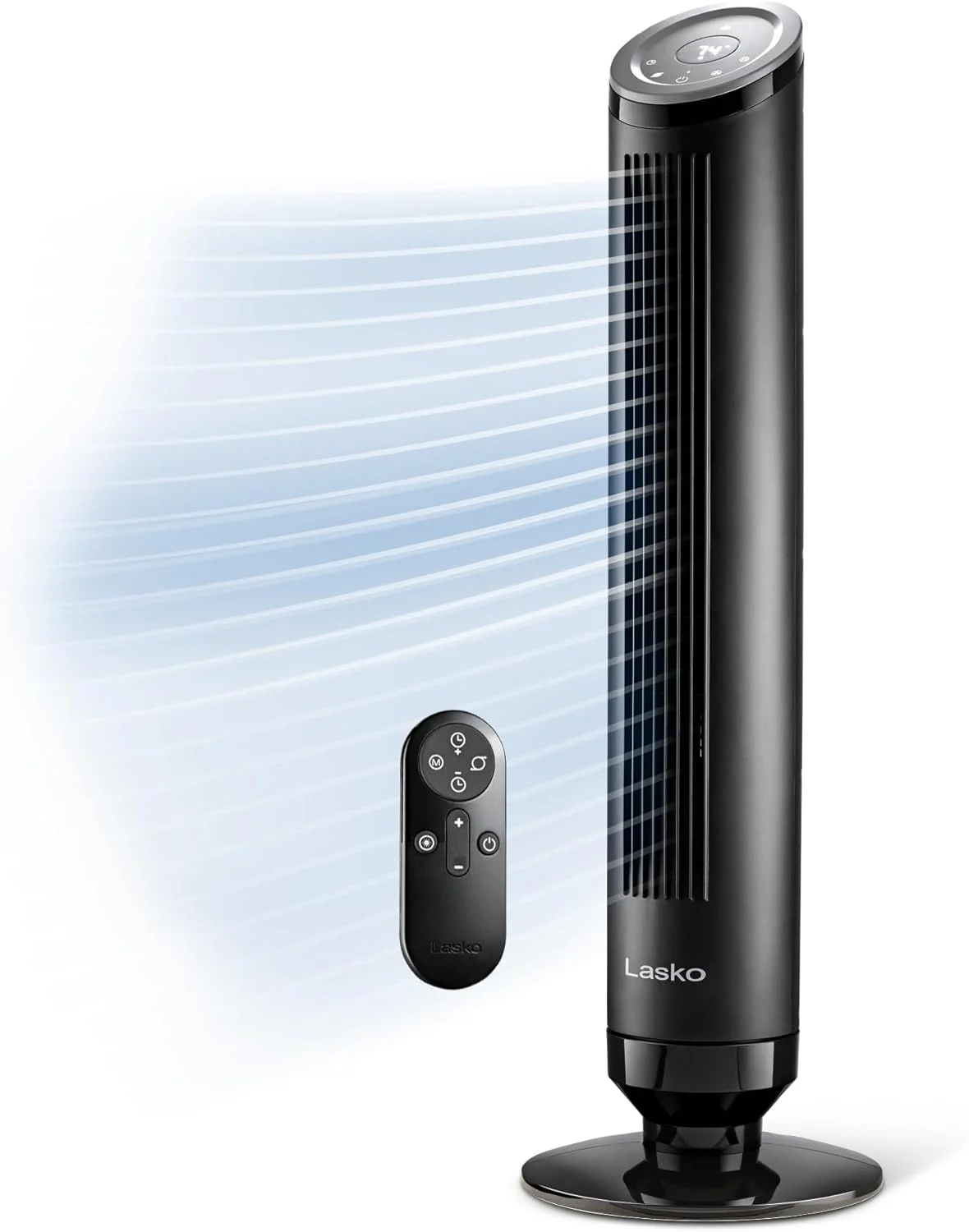 LASKO Ascend Tower Fan with Remote, 36″ Floor Fans for Home Bedroom, 29 ft/s Airflow, 90° Oscillation, Air Filter, Black, OST100