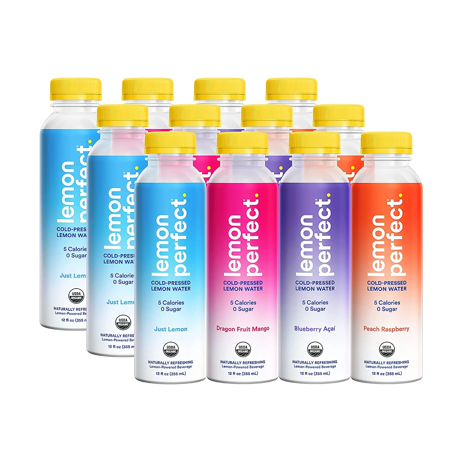 Lemon Perfect, Organic Cold-Pressed Lemon Water, Squeezed from Real Fruit, Variety Pack (12-Pack)