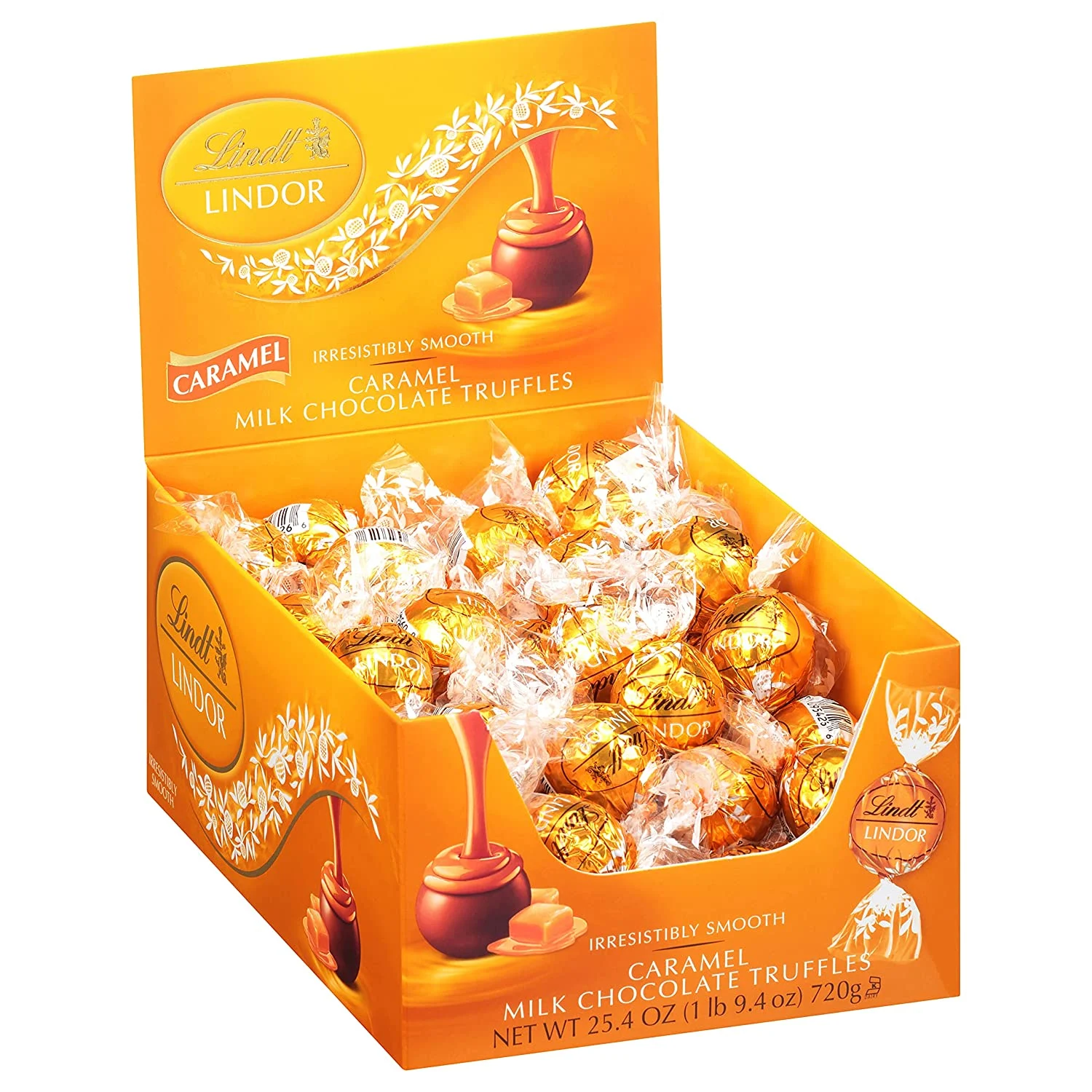 Lindt LINDOR Caramel Milk Chocolate Truffles, Milk Chocolate Candy 25.4 oz.
