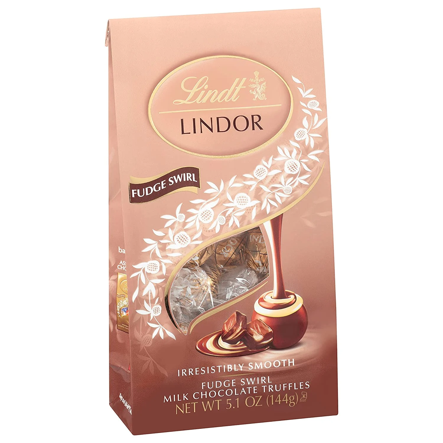 Lindt LINDOR Fudge Swirl Milk Chocolate Truffles, Milk Chocolate Candy, 5.1 oz. Bag (6 Pack)