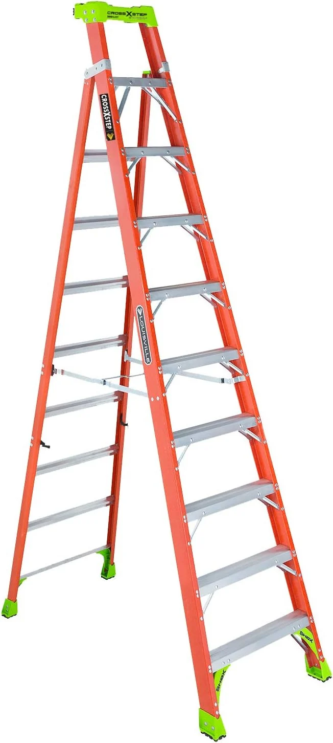 Louisville Ladder 10-foot Fiberglass Cross Step Ladder, 300-Pound Load Capacity, Type IA, FXS1510
