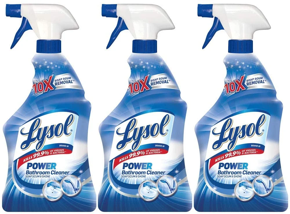 Lysol Power Bathroom Cleaner Trigger, 22 Ounces (Pack of 3)