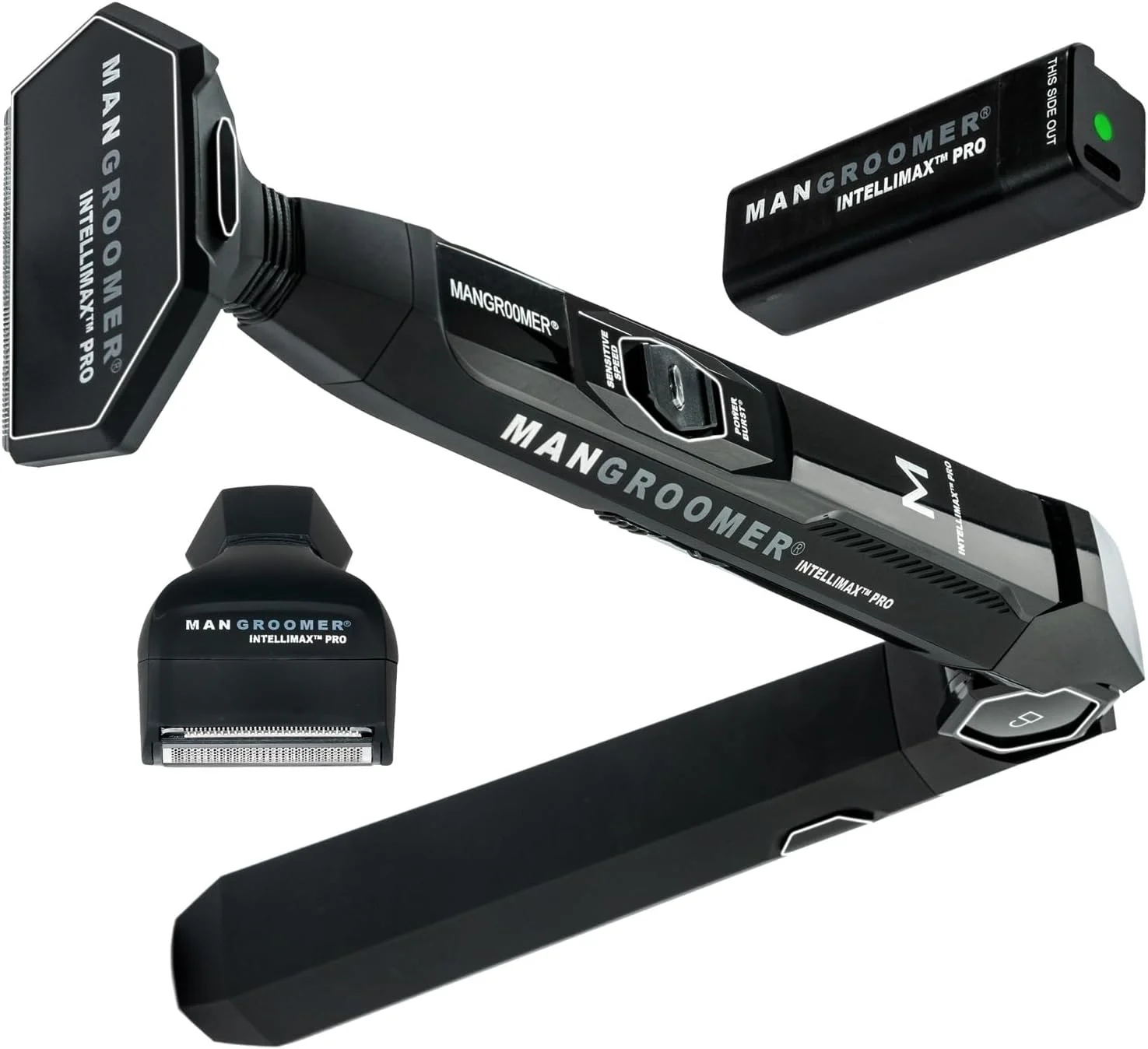MANGROOMER – INTELLIMAX PRO – New Back Shaver with 2 Shock Absorber Flex Heads, Power Hinge, Extreme Reach Handle and Advanced 2.7″ Extra-Wide Blade Design (Version 3.0)