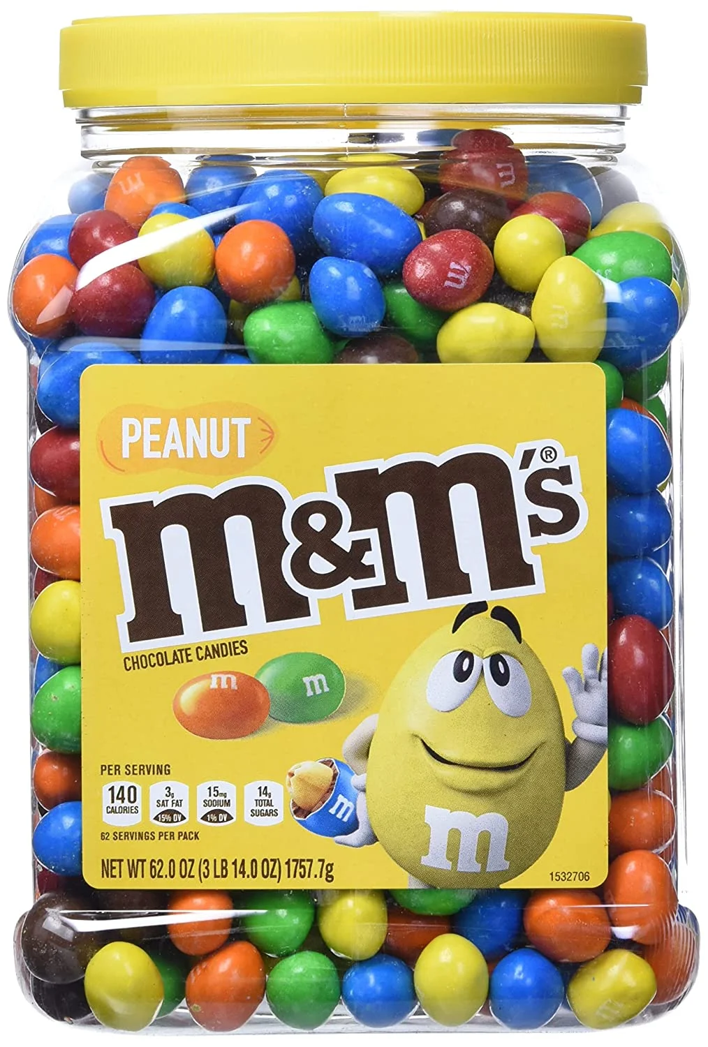 M&M’S Candies, Peanut Chocolate, 62 Ounce Jar, Pack of 1