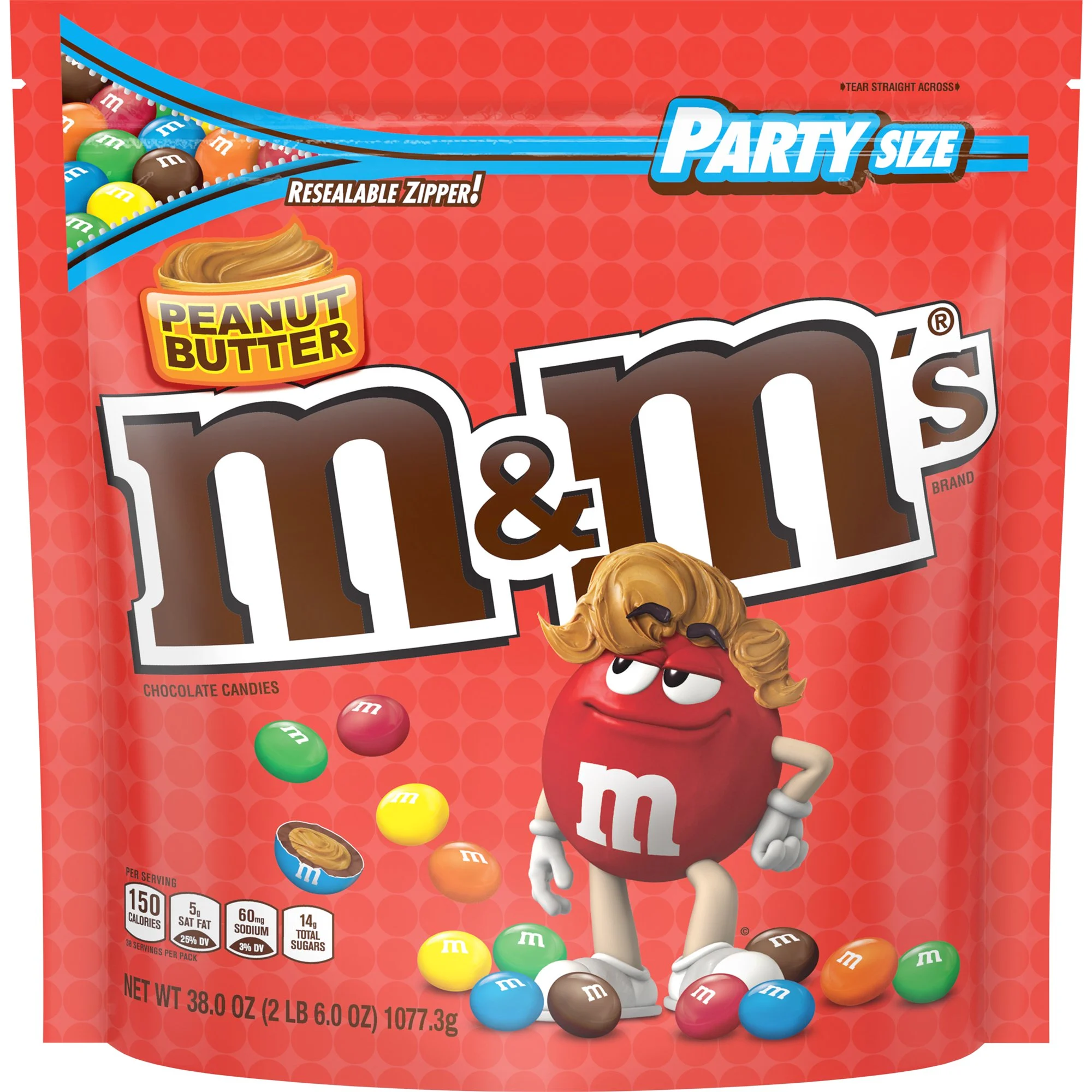 M&M’s, Peanut Butter Chocolate Candy, Party Size, 38 Ounce