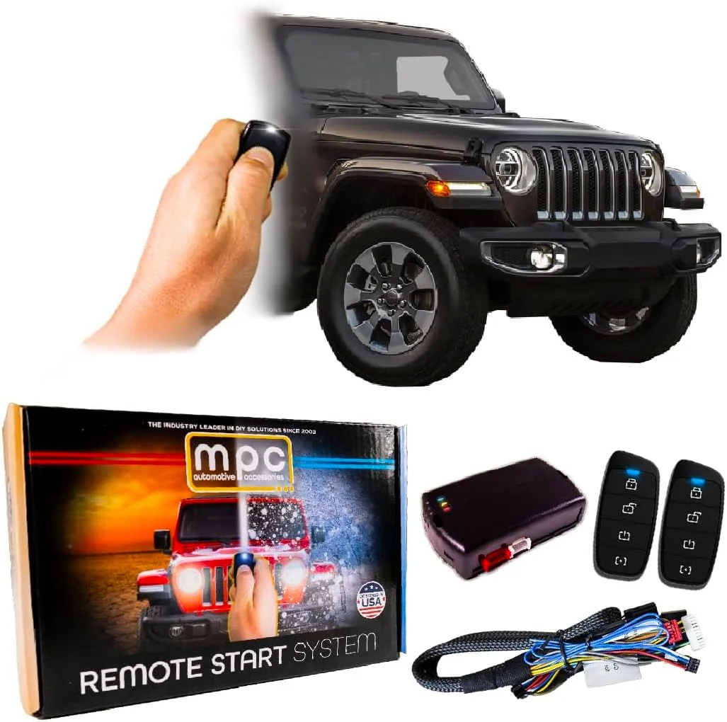 MPC Remote Start Compatible with Jeep Wrangler 2007-2018, 2-Way Long Range Remotes, Plug and Play, USA Tech Support
