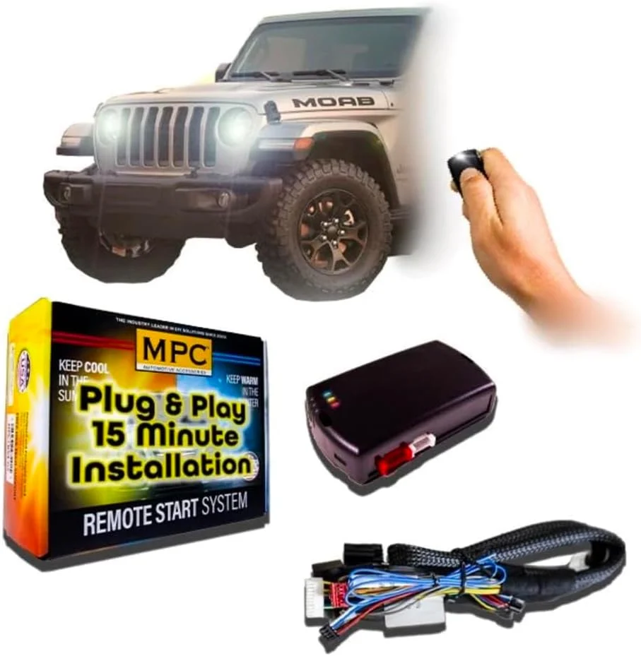 MPC Remote Start Kit Compatible with Jeep Wrangler 2007-2018, 100% Plug n Play, Key-to-Start
