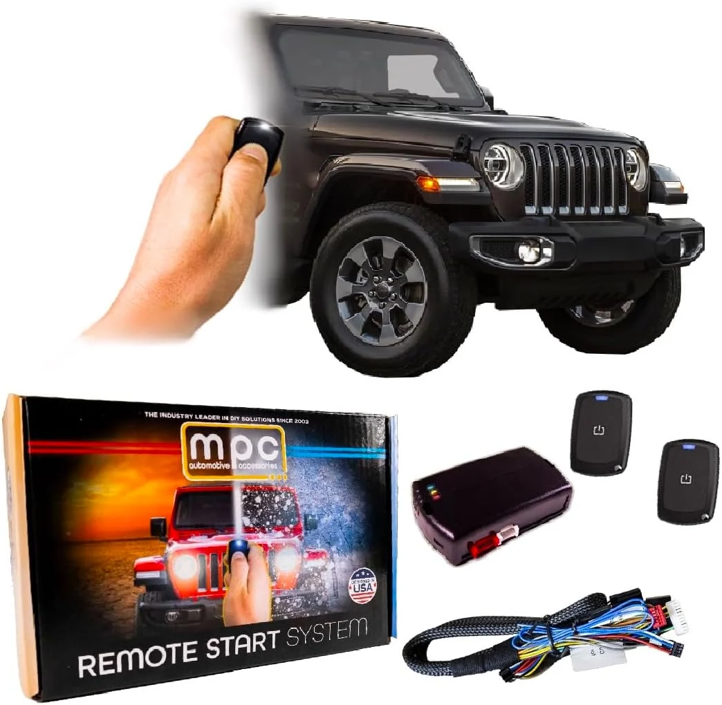 MPC Remote Start Kit Compatible with Jeep Wrangler 2007-2018, 2X Long Range 2,000ft Remotes