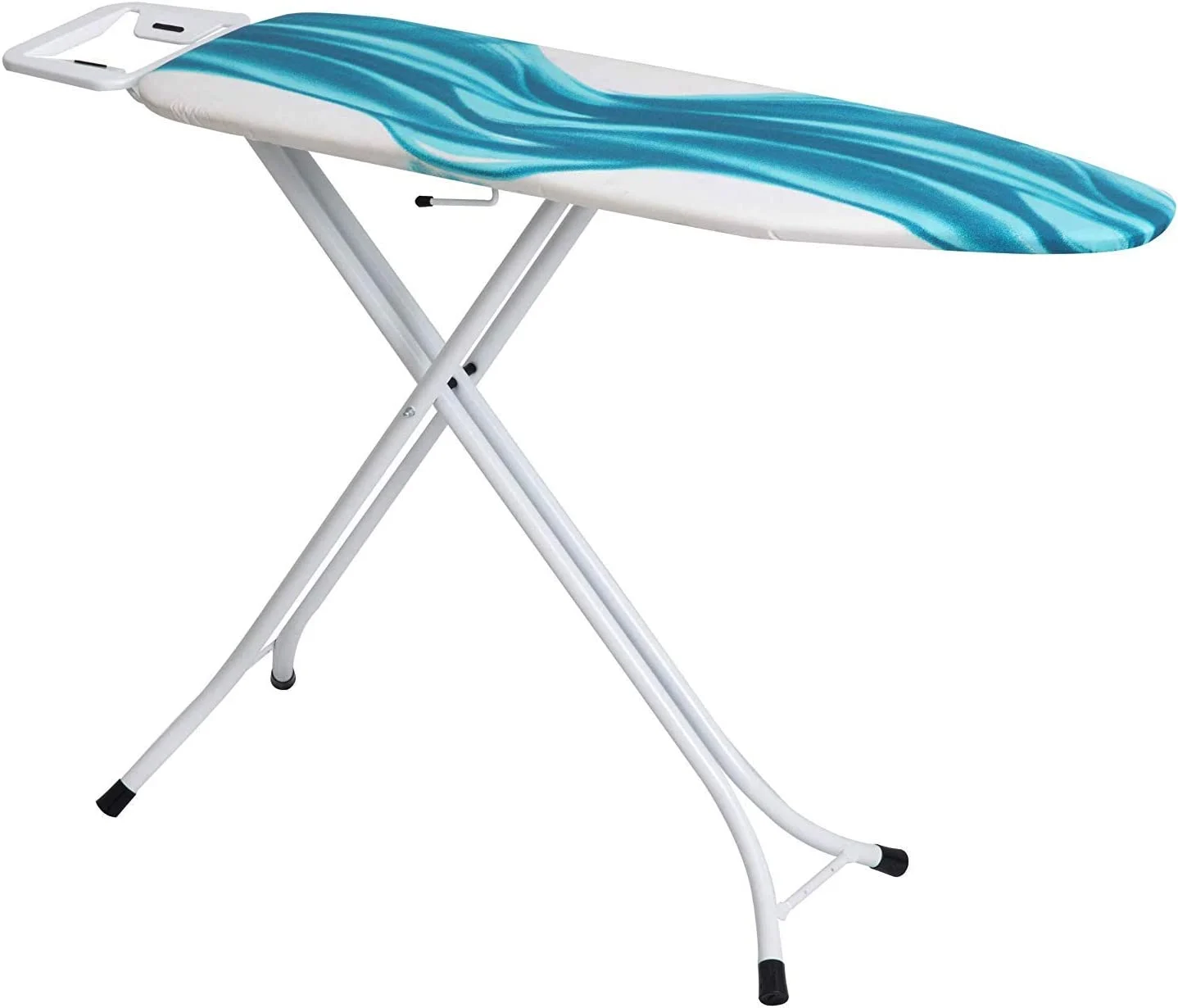 Mabel Home Adjustable Height, Deluxe, 4-Leg, Ironing Board, Extra Cover, Blue/White Patterned