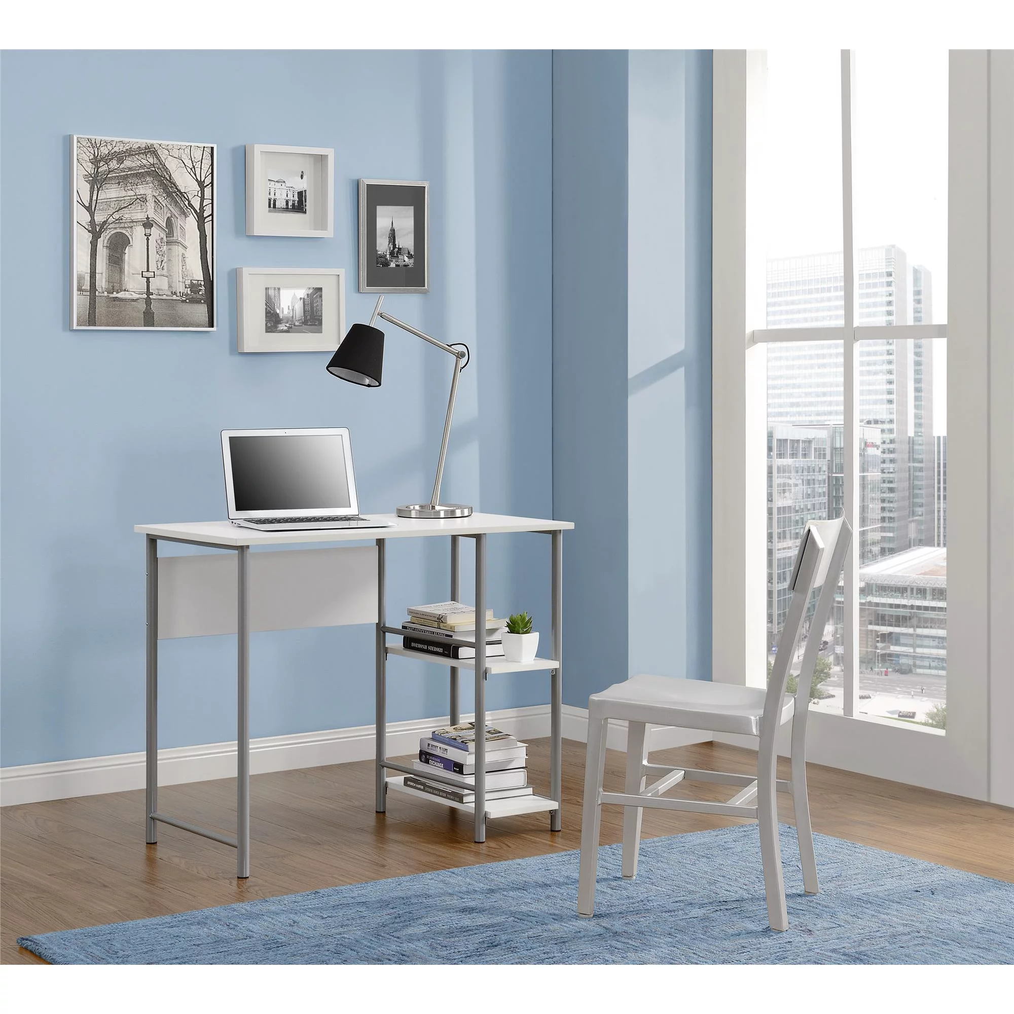 Mainstays 9120596W Basic Metal Student Computer Desk, White