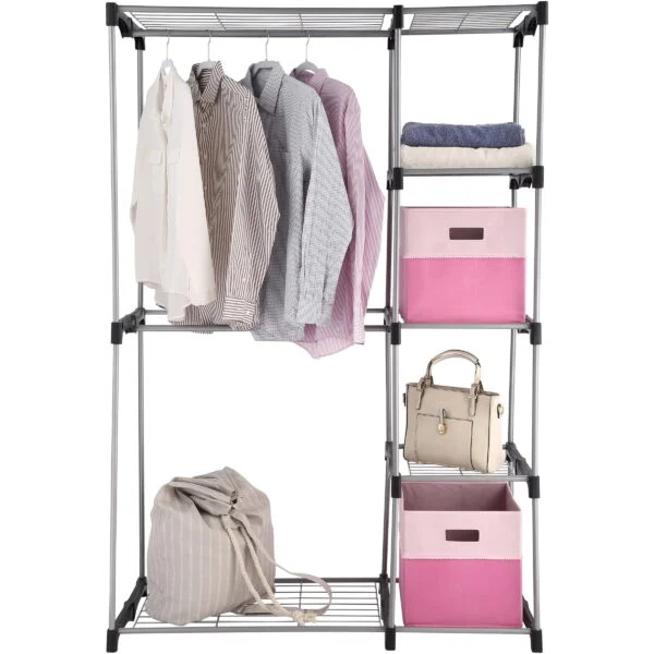 Mainstays Wire Shelf Closet Organizer, 2-Tier, Easy to Assemble