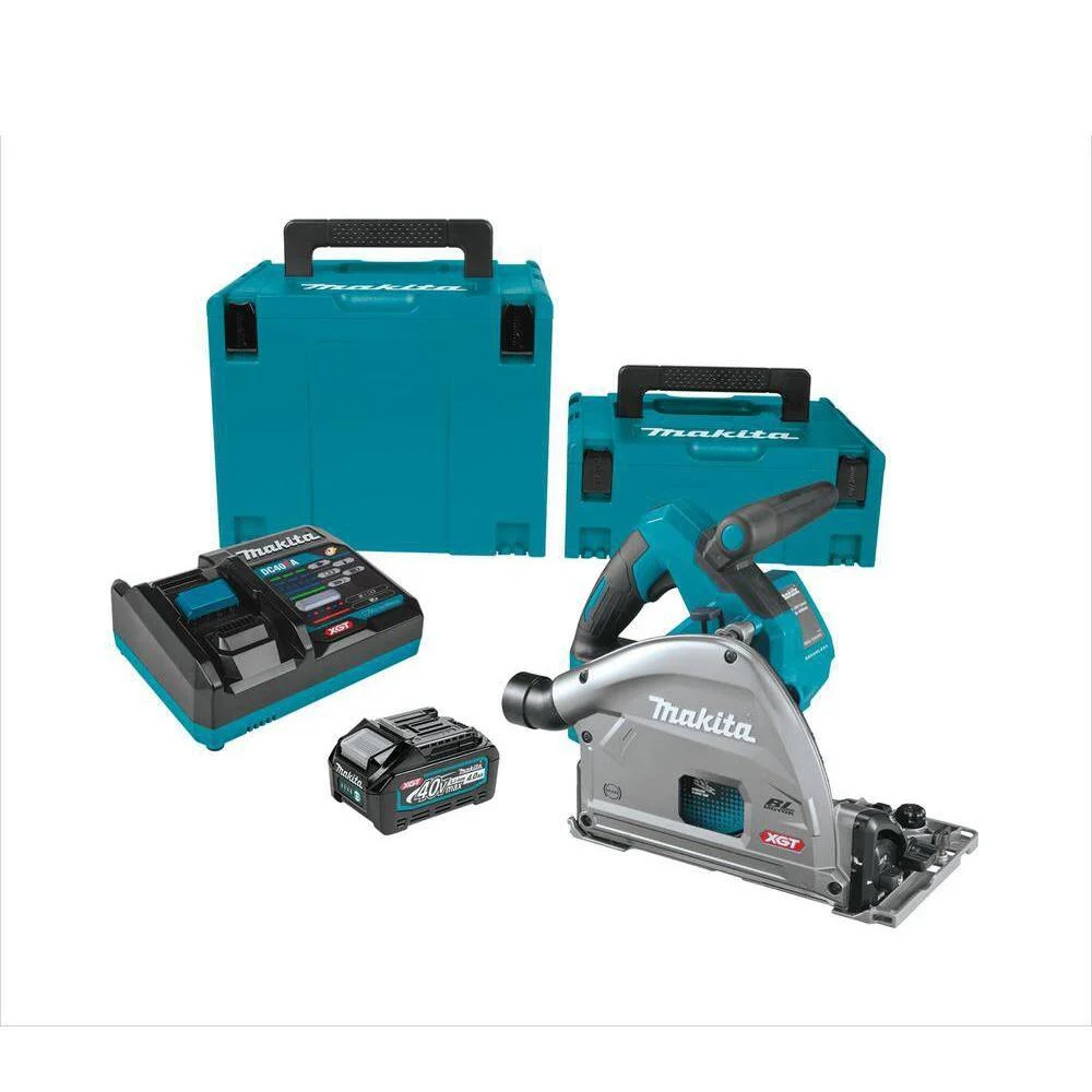 Makita GPS01M1J 40V max XGT Lithium-Ion Brushless Cordless 6-1/2 in. Plunge Circular Saw Kit, AWS Capable, (4.0Ah)