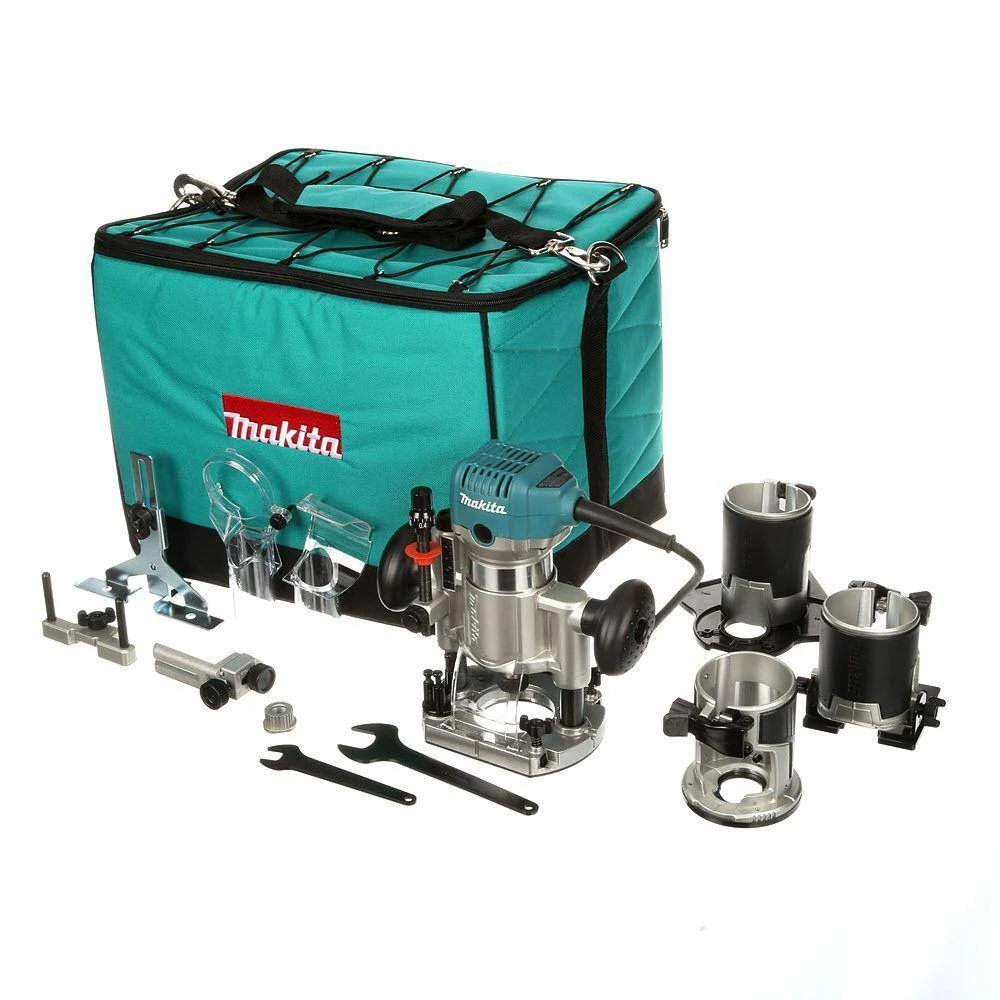 Makita RT0701CX3 6.5 Amp 1-1/4 HP Corded Variable Speed Compact Router with 3 Bases (Plunge, Tilt, and Offset Base)