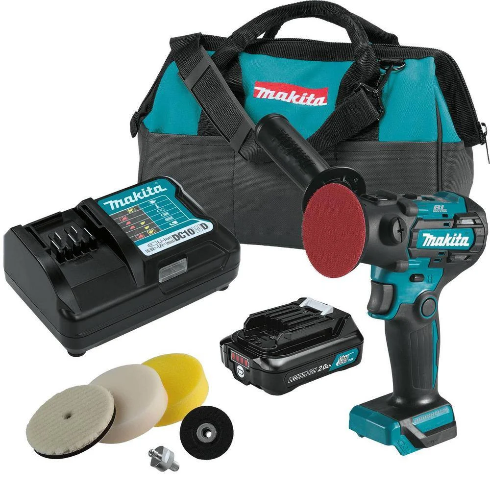 Makita VP01R1 12V max CXT Lithium-Ion Brushless 3 in. Polisher/2 in. Sander Kit, 2.0Ah