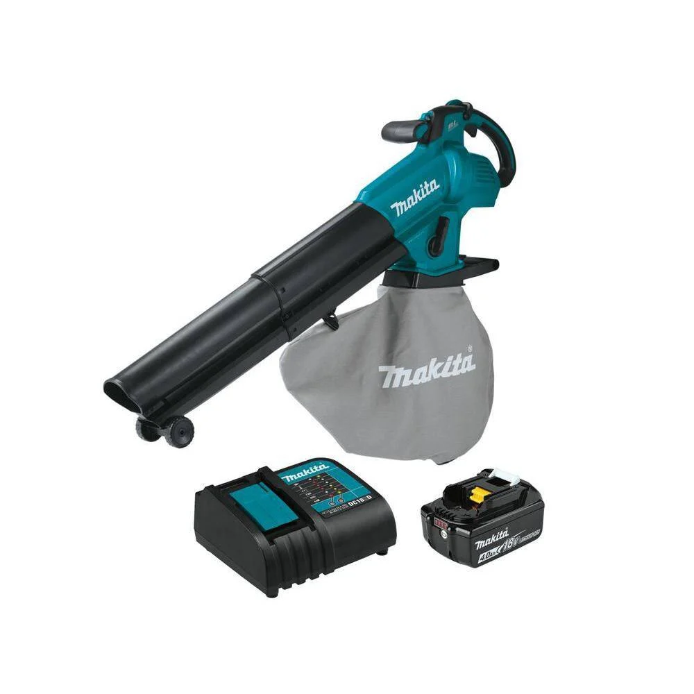 Makita XBU07SM1 143 MPH 148 CFM 18V LXT Brushless Blower/Vacuum Mulcher Kit, 4.0Ah
