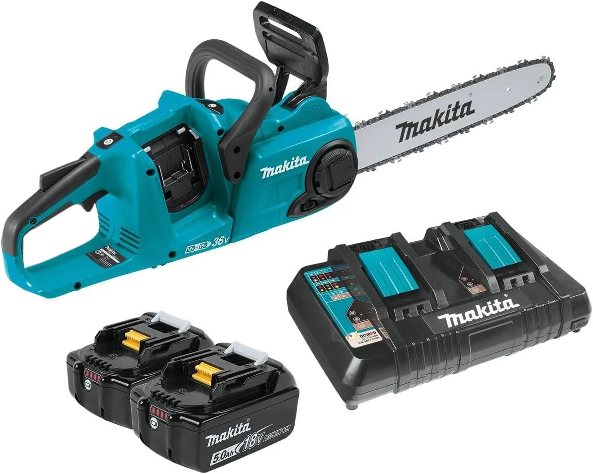 Makita XCU03PT LXT 14 in. 18V X2 (36V) Lithium-Ion Brushless Battery Rear Handle Chain Saw Kit w/ (2) Batteries 5.0Ah, Charger
