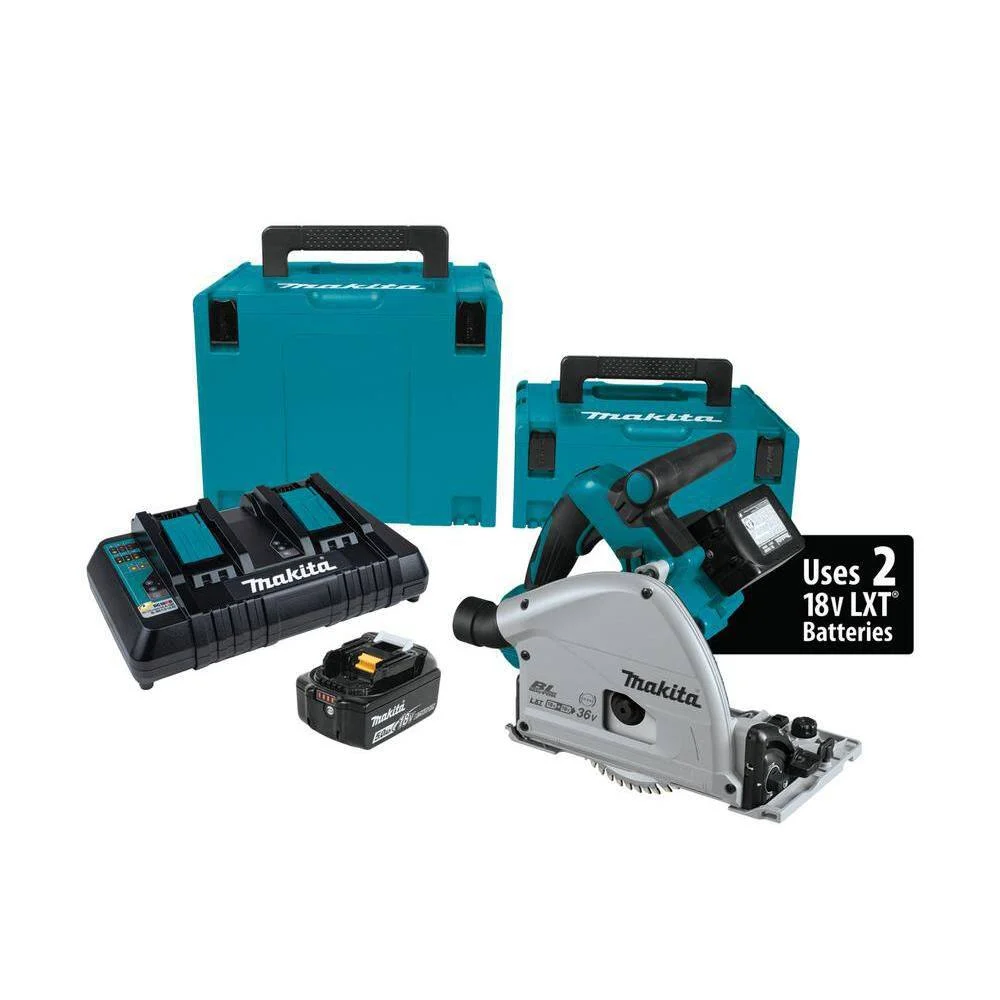 Makita XPS01PTJ 18V X2 LXT Lithium-Ion (36V) Brushless Cordless 6-1/2 in. Plunge Circular Saw w/ (2) Batteries 5.0Ah, 55T Blade