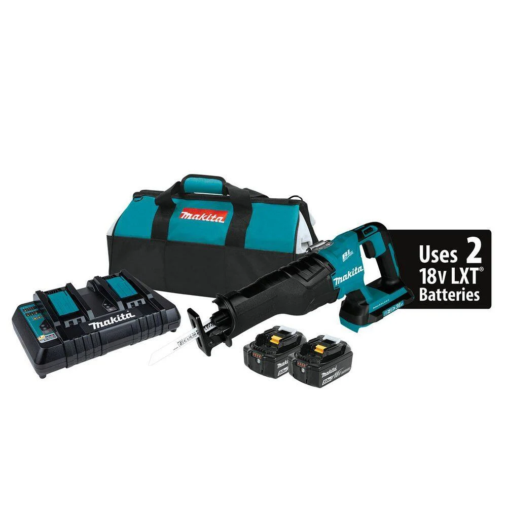 Makita XRJ06PT 18V X2 LXT Lithium-Ion (36V) Brushless Cordless Reciprocating Saw Kit (5.0Ah) with 2 Batteries 5.0Ah and Charger