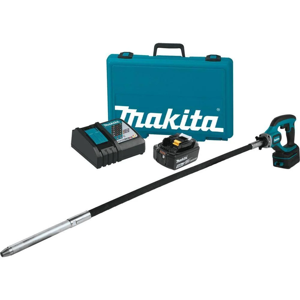 Makita XRV01T 18-Volt LXT Lithium-Ion Cordless 4 ft. Concrete Vibrator Kit, 5.0Ah