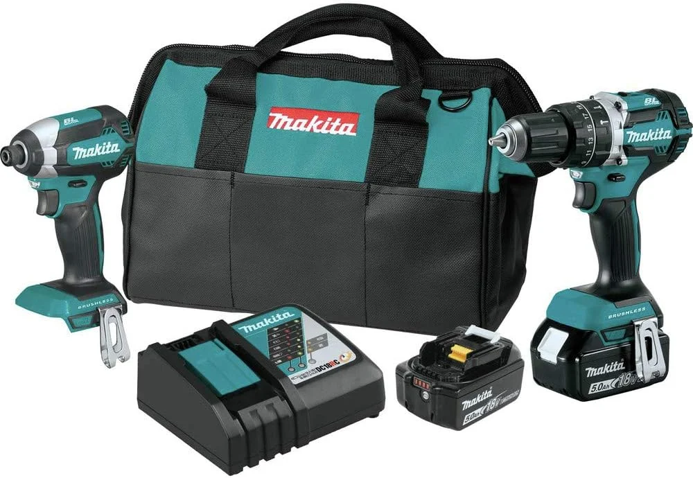 Makita XT296ST 18-Volt LXT Lithium-Ion Brushless Cordless 2-Piece Combo Kit (Hammer Drill/Impact Driver) 5.0Ah