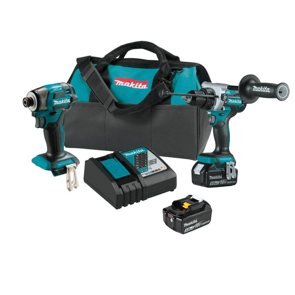 Makita XT297T 18-Volt LXT Lithium-ion Brushless Cordless 2-piece Combo Kit (Hammer Drill/ Impact Driver) 5.0Ah