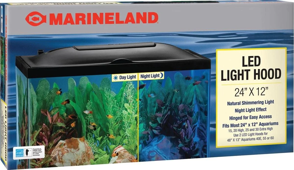 MarineLand LED Light Hood for Aquariums, Day & Night Light, 24 by 12-Inch