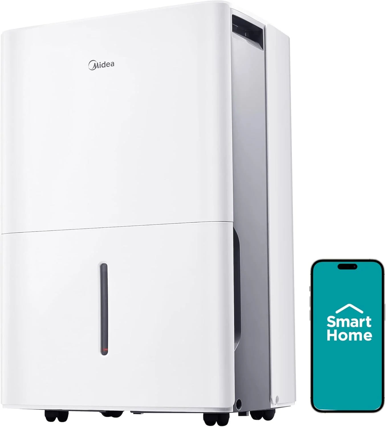 Midea 4,500 Sq. Ft. Dehumidifier With Pump Included, 50 Pint – Ideal For Basements, Large & Medium Sized Rooms, And Bathrooms (White)