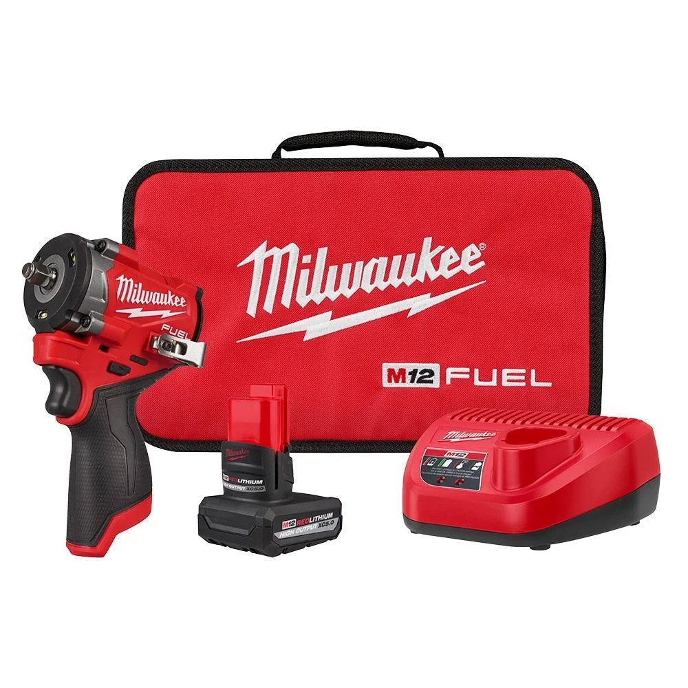Milwaukee 2562-21 M12 FUEL 12V Li-Ion Brushless Cordless Stubby 3/8 in. Impact Wrench Kit w/(1) 5.0 Ah High Output Battery