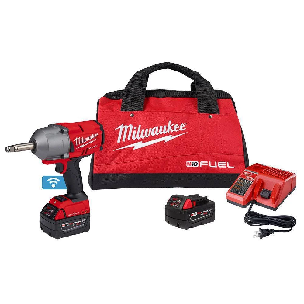 Milwaukee 2769-22R M18 FUEL ONE-KEY 18V Li-Ion Brushless Cordless 1/2 in. Ext Anvil Controlled Torque Impact Wrench w/Resistant Batteries