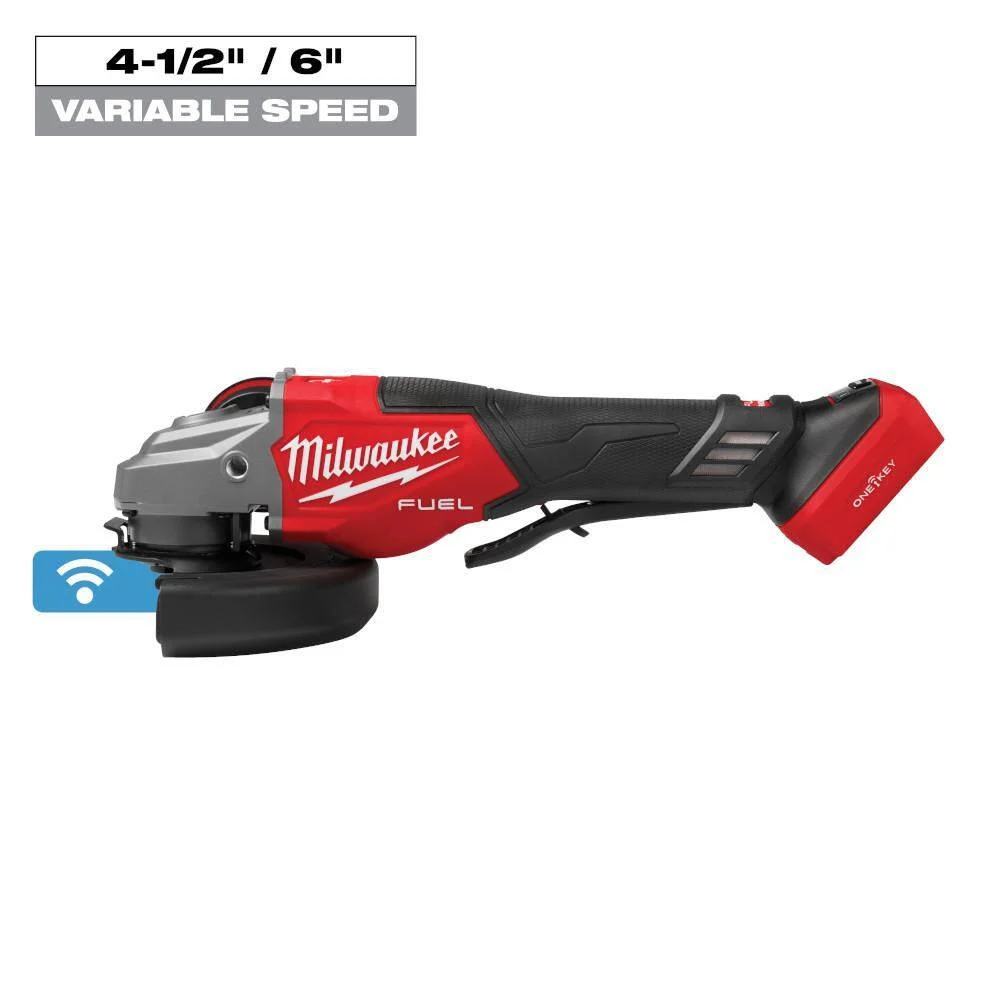 Milwaukee 3672-20 M18 FUEL ONE-KEY 18V Lithium-Ion Brushless Cordless 4-1/2 in./6 in. Variable Speed Braking Grinder w/Paddle Switch