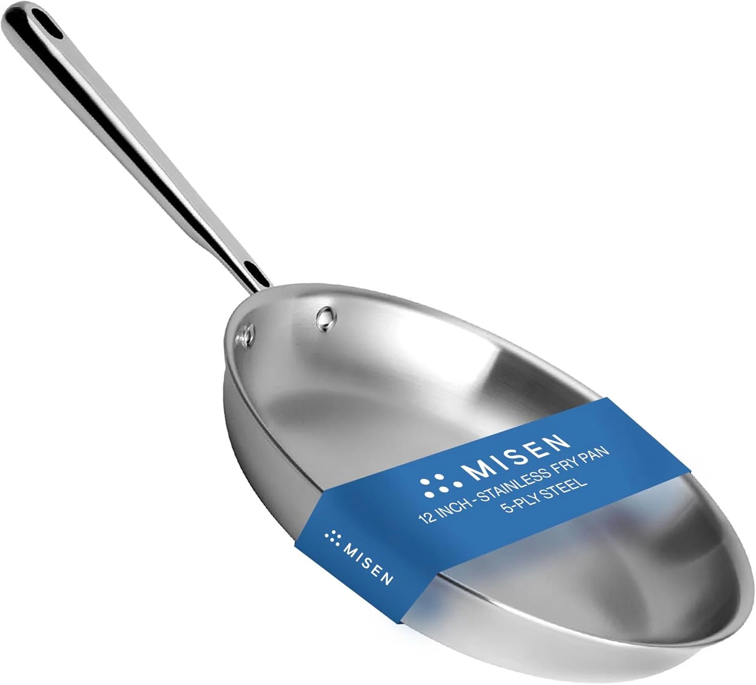 Misen 5-Ply Stainless Steel 12″ Frying Pan – Professional Cookware for Induction, Gas and Electric – Dishwasher Safe, Oven Safe to 800°F – Durable, Versatile, Even Heating