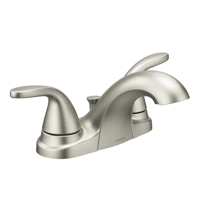 Moen Adler Spot Resist Brushed Nickel 2-handle 4-in Centerset WaterSense Bathroom Sink Faucet with Drain (Spot Resist Brushed Nickel)