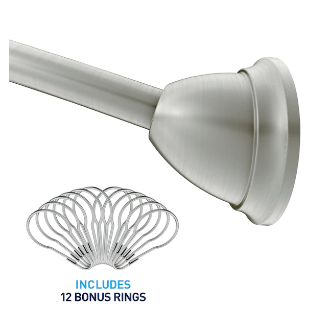 Moen Magnetix 57-in to 60-in Brushed Nickel Tension Single Curve Shower Rod