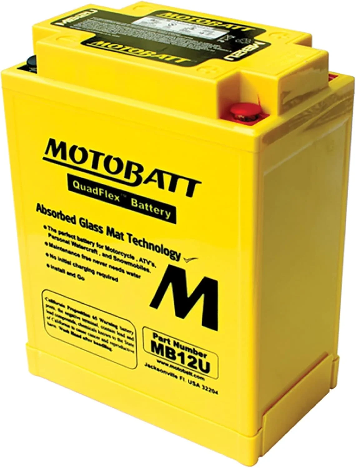 MotoBatt MB12U (12V 15 Amp) 160CCA Factory Activated QuadFlex AGM Battery Large
