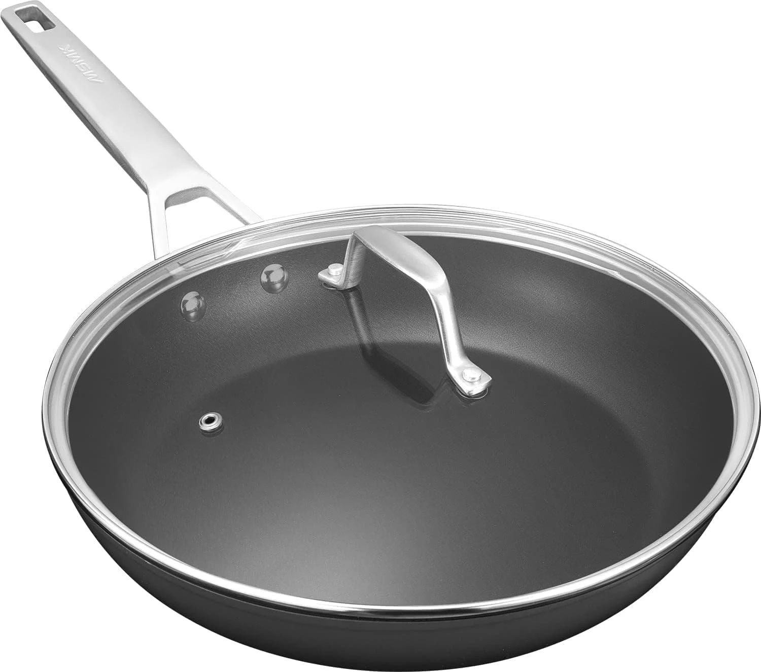 MsMk 11 Inch Nonstick Frying Pan with Lid，Titanium and Ceramic Nonstick skillet with lid, PFOA Free Non-Toxic