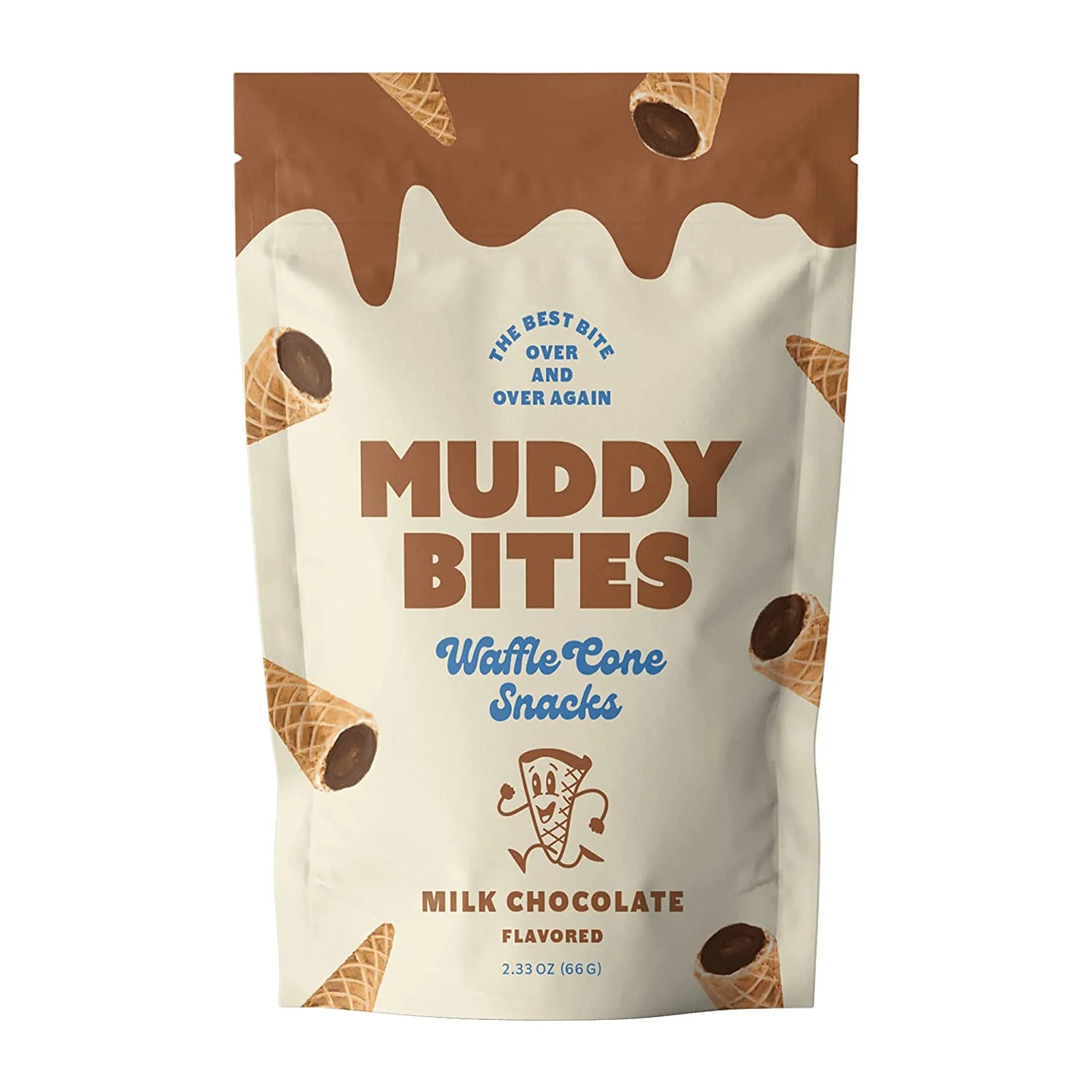 Muddy Bites Chocolate Filled Bite Size Waffle Cone Snack (Milk Chocolate, 5 Bags)