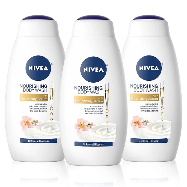 NIVEA Nourishing Botanical Blossom Body Wash, Pack of 3, 20 Fl Oz Bottles