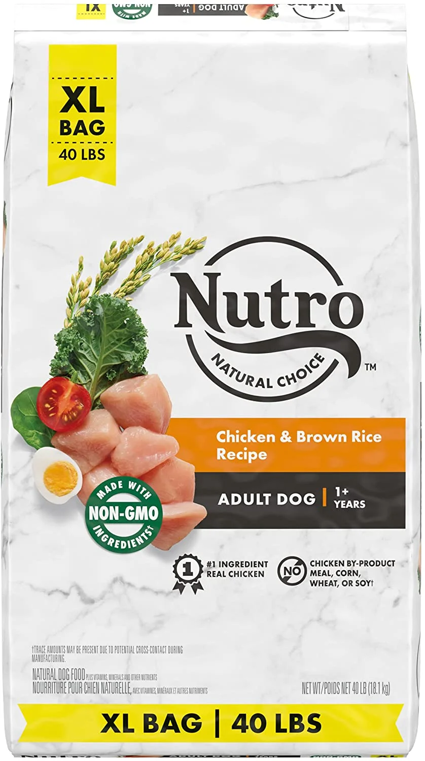 NUTRO NATURAL CHOICE Adult Dry Dog Food, Chicken & Brown Rice Recipe Dog Kibble, 40 lb. Bag