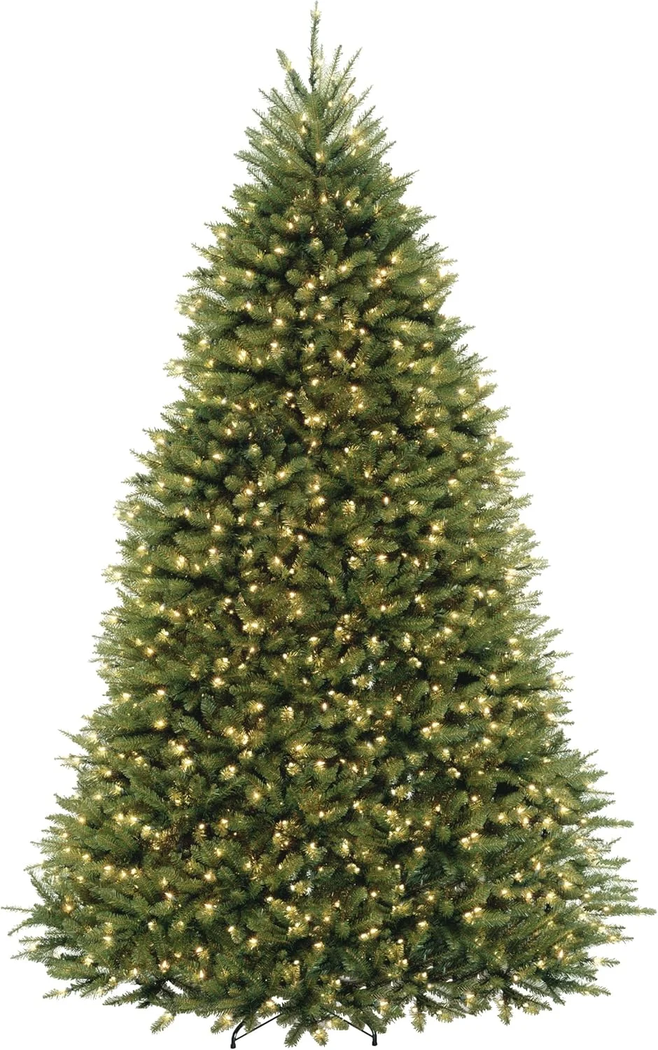 National Tree Company 9 ft Pre-Lit Dunhill Fir Artificial Christmas Tree, 900 LED Lights, 4,026 Tips, Foot Pedal, 10 Light Functions, Includes Stand, Green