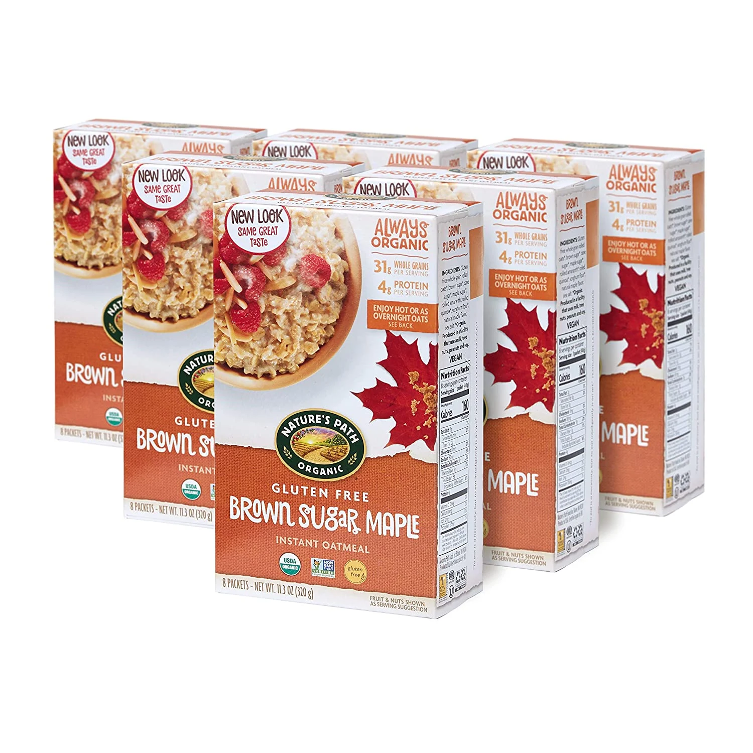 Nature’s Path Organic Gluten Free Brown Sugar Maple Instant Oatmeal, 48 Packets