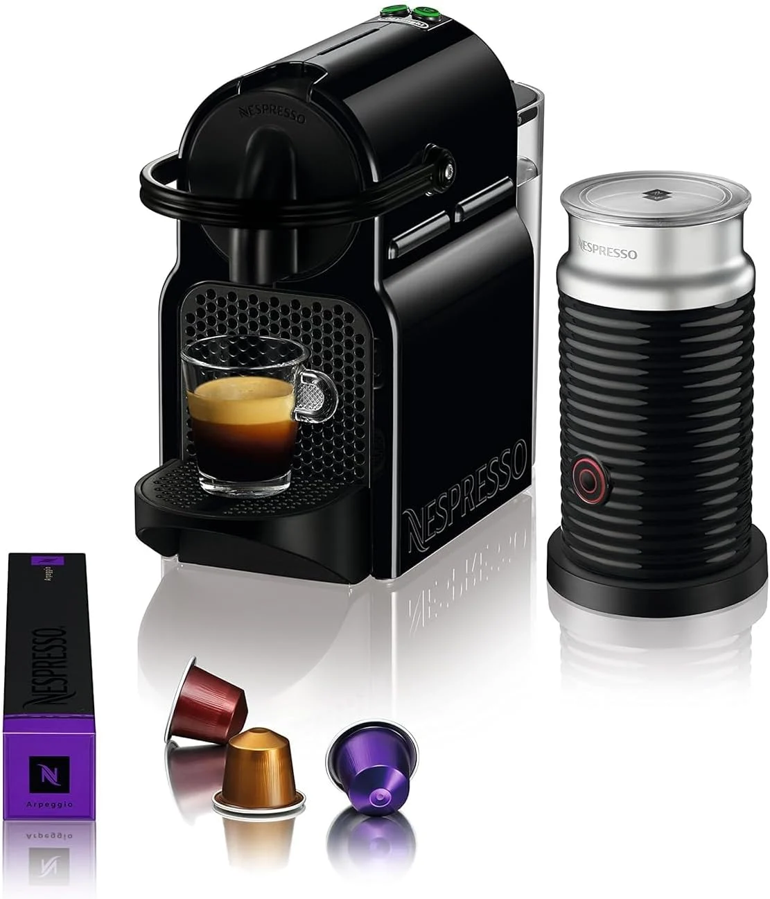 Nespresso Inissia Espresso Machine by De’Longhi with Milk Frother, 24 ounces, Black