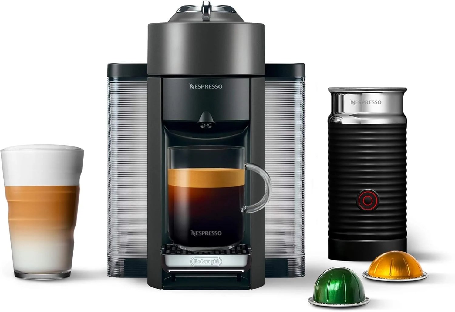 Nespresso Vertuo Coffee and Espresso Machine by De’Longhi with Milk Frother, 1000 Milliliters, Graphite Metal