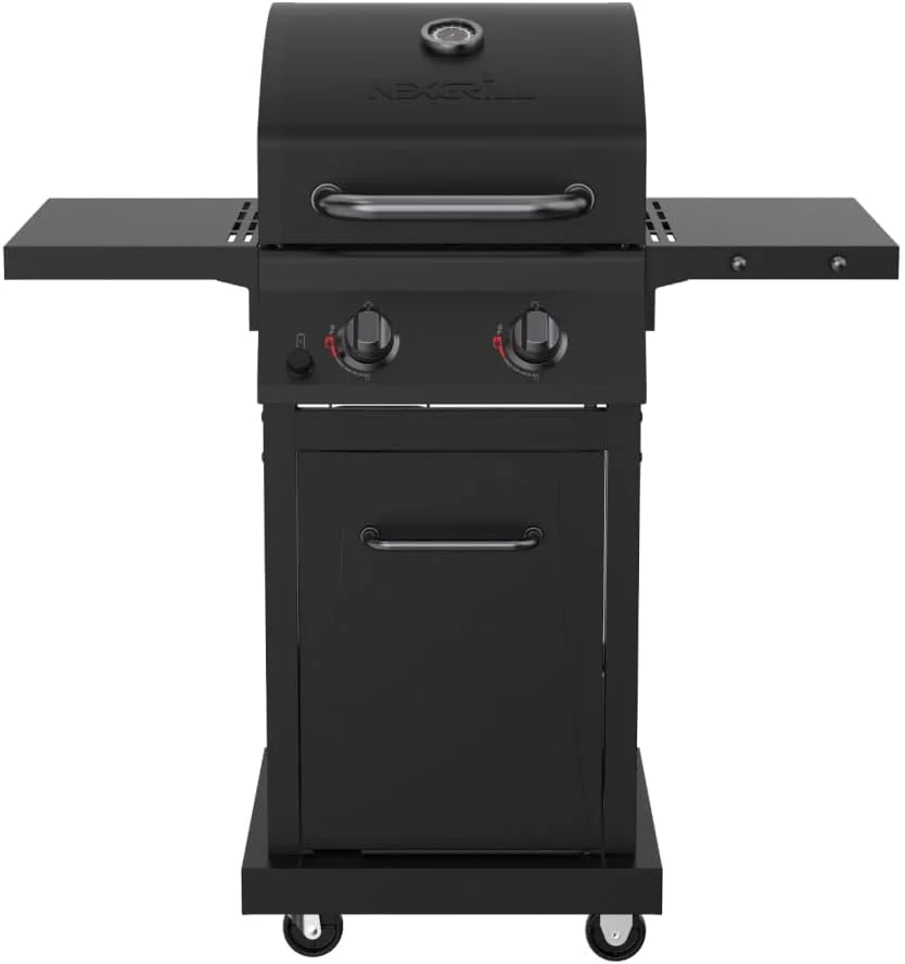 Nexgrill 720-0864RD 2 Burner Propane Gas Grill with Folding Side Shelves in Black