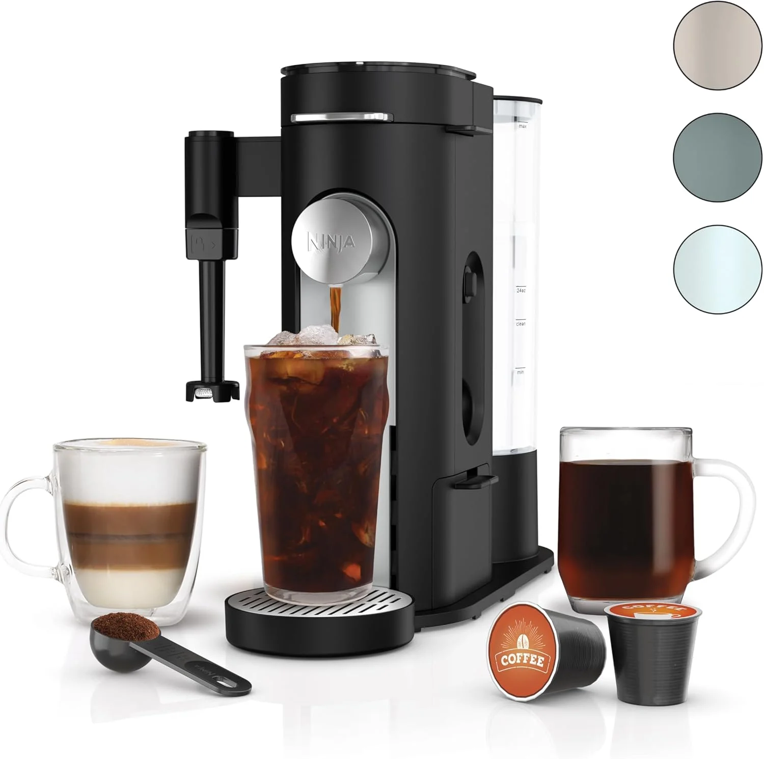 Ninja PB051 Coffee Maker Single Serve Brew with Coffee Pods & Grounds, Compatible with K-Cup Coffee Pods, Black