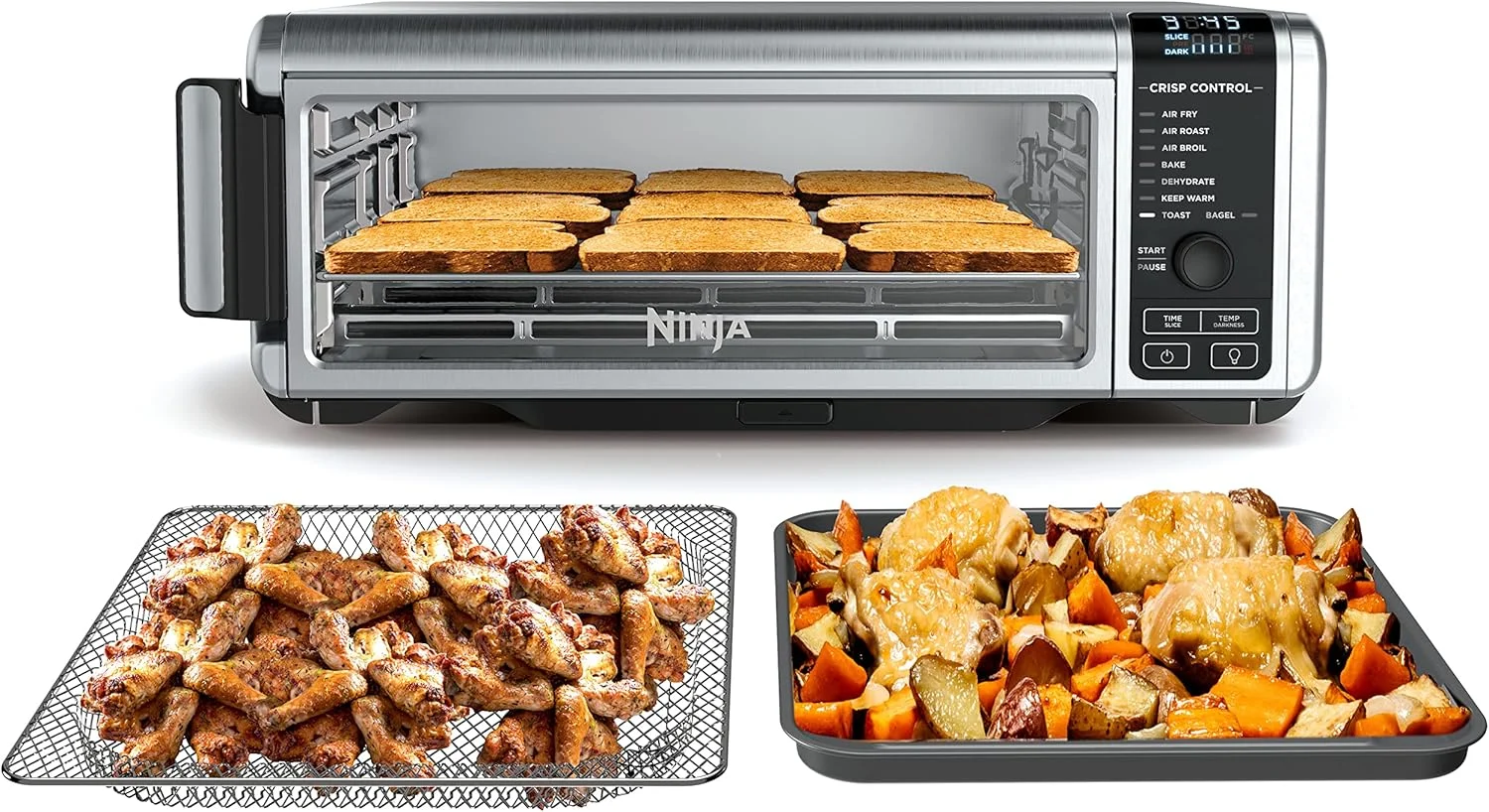 Ninja SP101 Digital Air Fry Countertop Oven, 8-in-1 Functionality, 1800W, Flip-Up Design, XL Capacity, Silver