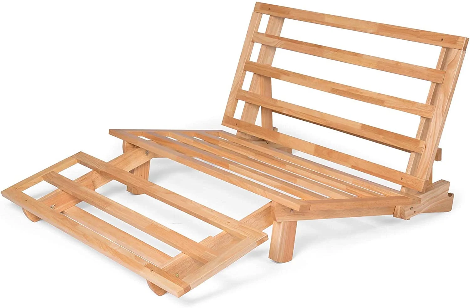 Nirvana Futons Tri-Fold Wood Futon Frame Full Size Sofa Bed Lounger – (Affordable Space Saver, Natural Finish) Ideal for Small Spaces, RVs, and Dorm Rooms