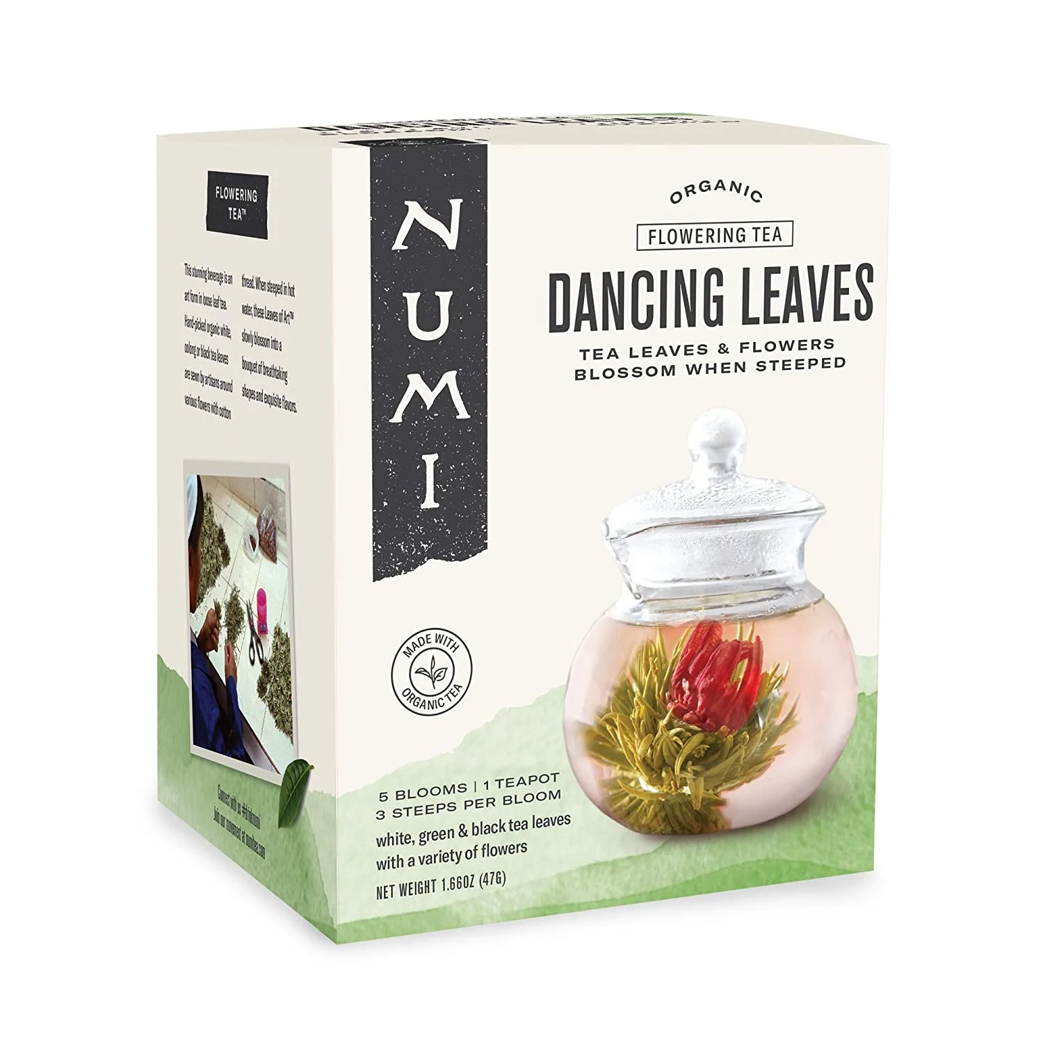 Numi Organic Tea Dancing Leaves Flowering Tea Gift Set, 5 Tea Blossoms