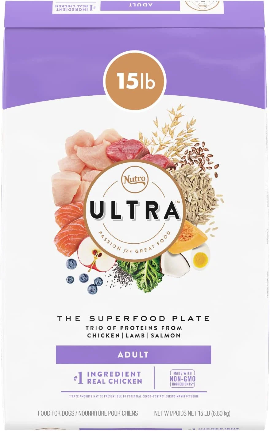 Nutro Ultra Adult Dry Dog Food, Chicken Lamb & Salmon Flavor 15 Pound (Pack of 1)
