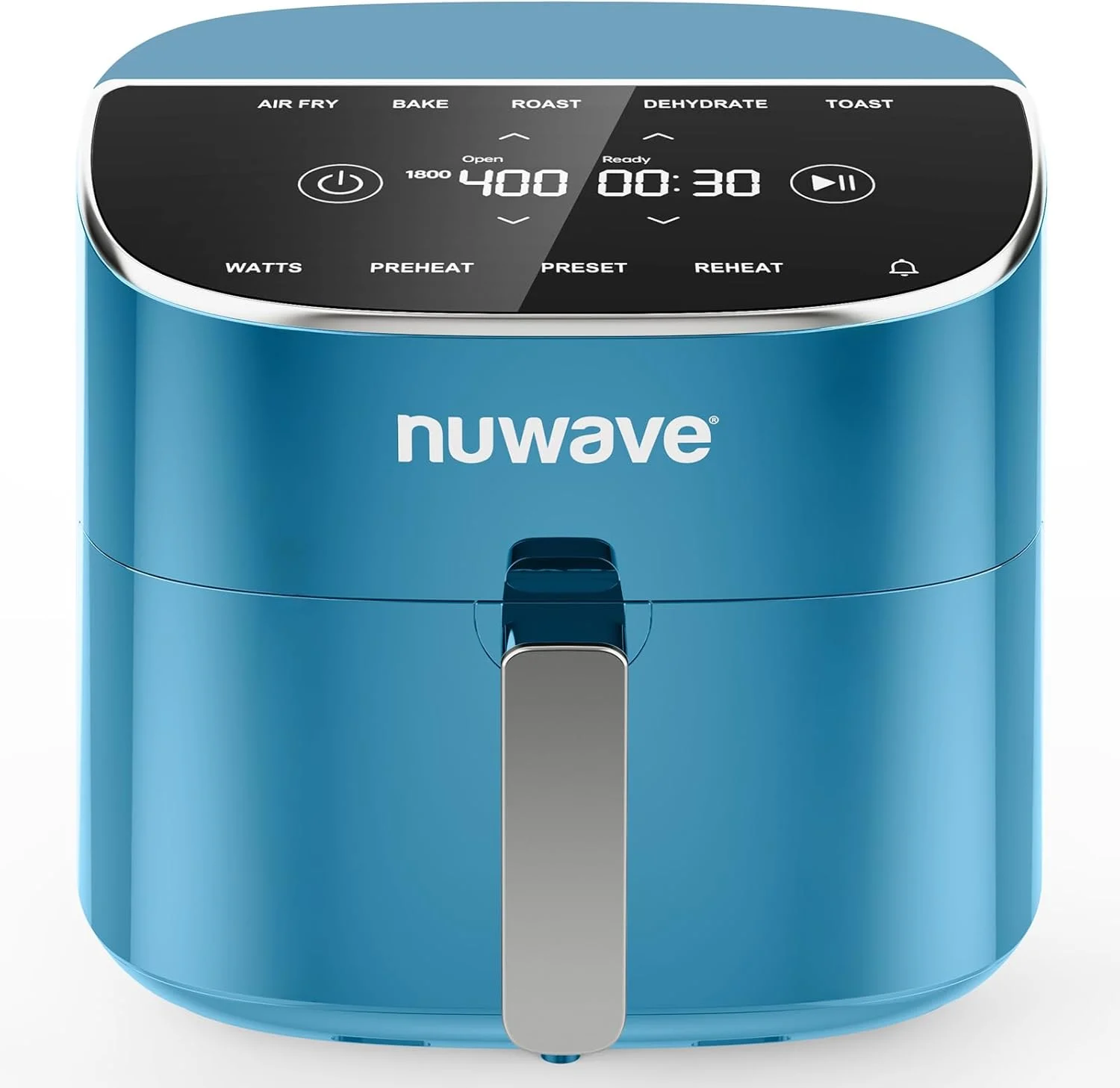 Nuwave Brio Plus 8 Qt Air Fryer, PFAS Free, New & Improved, Digital Touch Screen, Cool White Display, 50°F~400°F in Precise 5°, 5 Cook Functions, 100 Presets & 50 Memory, 3 Wattages 700, 1500, 1800, Cozy Blue
