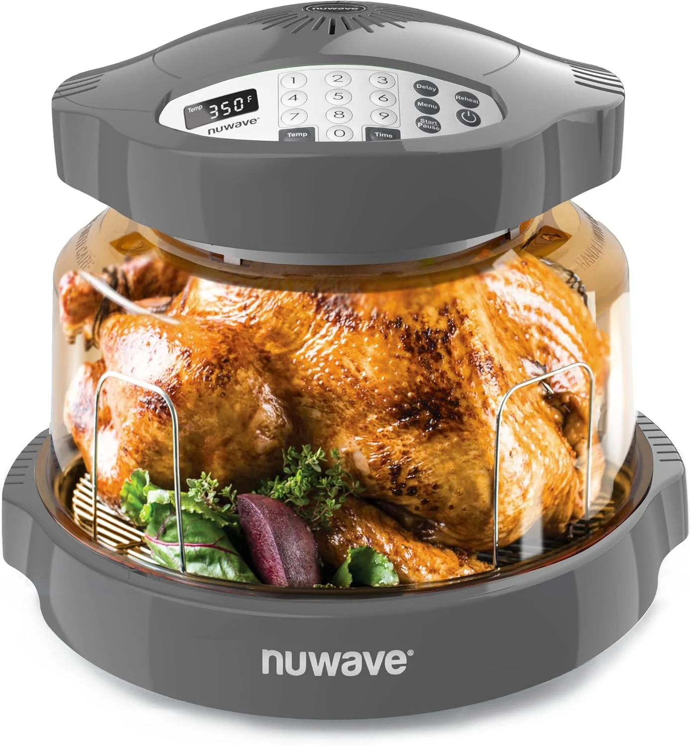 Nuwave Pro Plus 2 Infra-Red Oven, Countertop, Convection, Cook Fresh or Frozen, No Defrosting or Preheating, Cook Healthy, 360 Surround Heat, Adjustable Temps, 100 Presets, 50 Memory, Tough Power Dome, Cool Gray